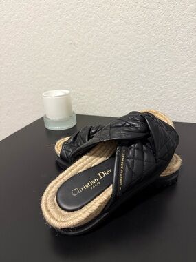Dior Black Quilted Leather Knotted Sandals